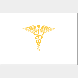 Symbol of Medicine, Gold Caduceus Posters and Art